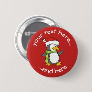 ChristmasChristmas penguin sitting with snow balls 2 Inch Round Button