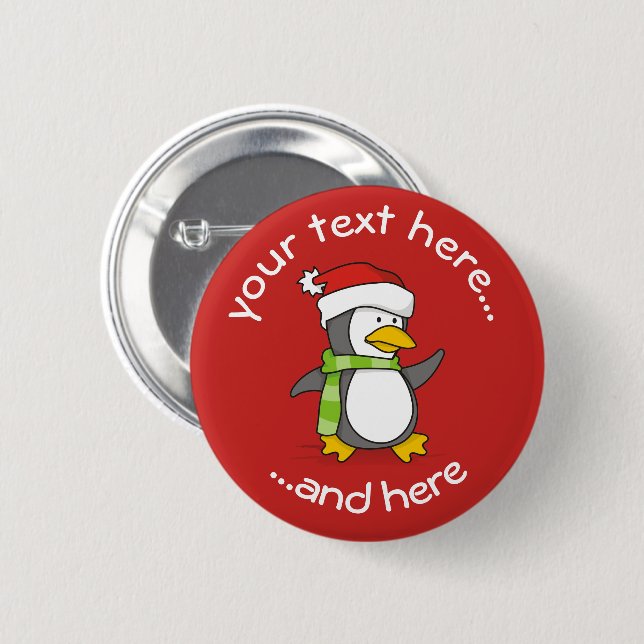 ChristmasChristmas penguin sitting with snow balls 2 Inch Round Button (Front & Back)
