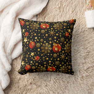 Christmasornaments and stars pattern throw pillow