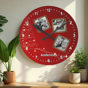 Christmass family photo Clock / personalized