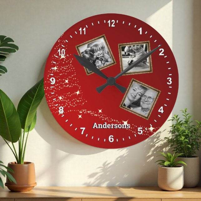 Christmass family photo Clock / personalized (Creator Uploaded)
