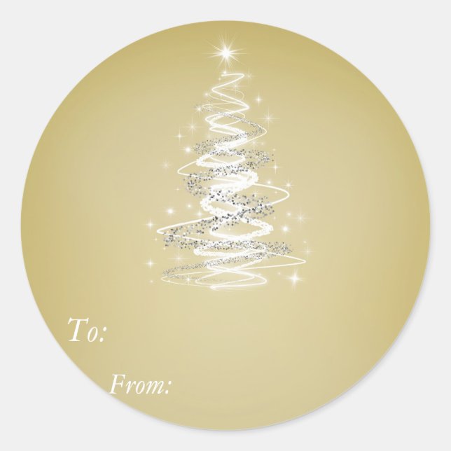 Christmass Tree Golden Sticker - To:, From: (Front)