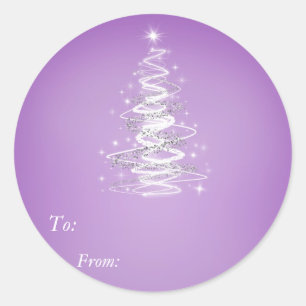 Christmass Tree Purple Sticker - To:, From: