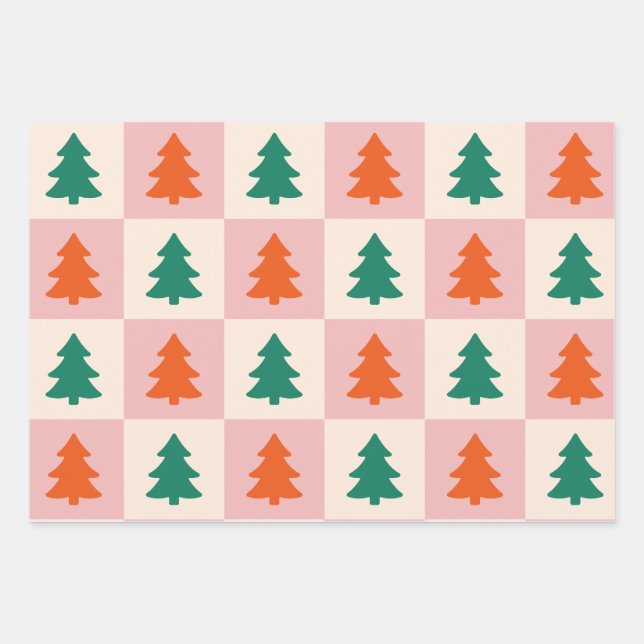 Christmass Trees Wrapping Paper Sheet (Front)
