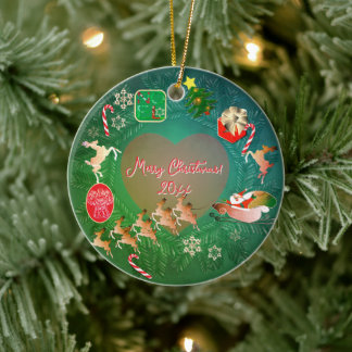 Christmassy Oven Mitt and Pot Holders Ceramic Ornament