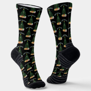 Christmast Tree Black Crew Socks