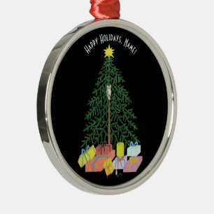 Christmast Tree Metal Tree Round Ornament 