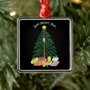 Christmast Tree Square Metal Tree Ornament