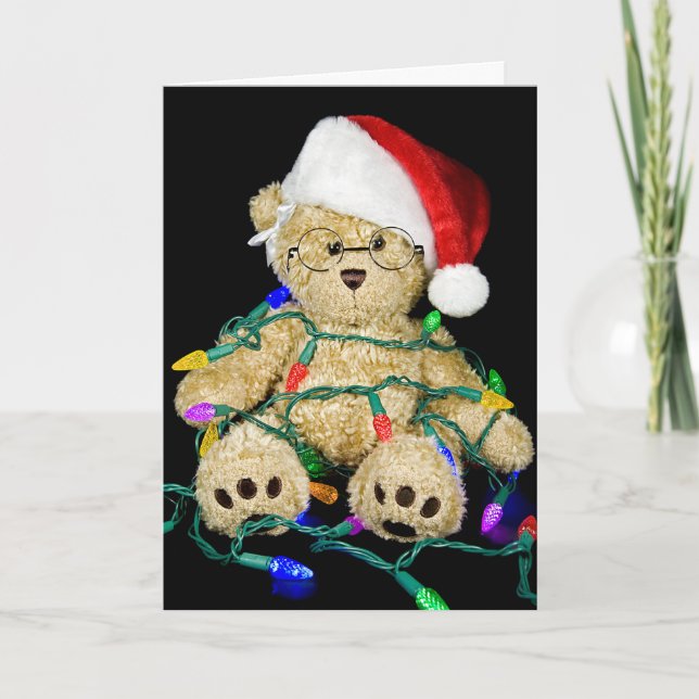 ChristmasTangled Teddy  Bear Holiday Card (Front)
