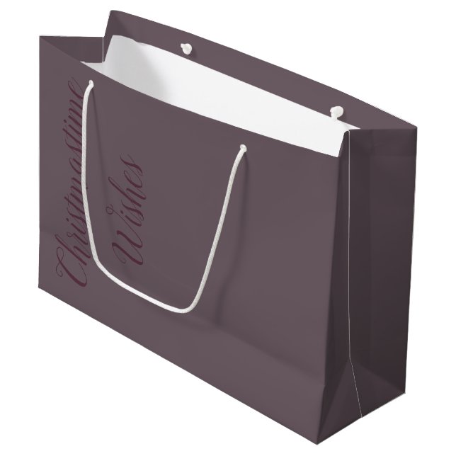 Christmastime Wishes Large Paper Gift Bag (Front Angled)