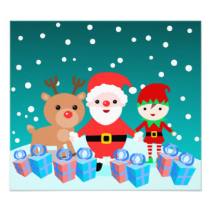 CHRISTMASTIME WITH SANTA AND HIS FRIENDS PHOTO PRINT