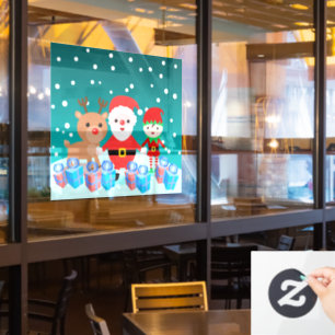 CHRISTMASTIME WITH SANTA AND HIS FRIENDS WINDOW CLING