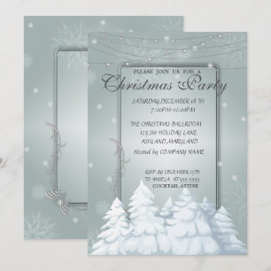 ChristmasTree,Snowflakes Corporate Christmas Party Invitation