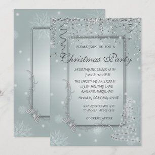 ChristmasTree,Snowflakes Corporate Christmas Party Invitation