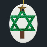 christmukkah christmas tree ceramic ornament<br><div class="desc">christmukkah, hanukkah, , "star of david", chanukka, christmukka chanukkah , "ugly christmas", hannukah, channukah, hanukka , "christmas tree", christmas, xmas, sequin, green gold, glitter, glittery, glittering white blank custom customize customized personalized funny jewish jew hebrew holidays</div>