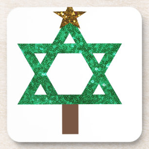 christmukkah christmas tree coaster