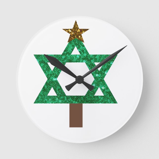 christmukkah christmas tree round clock (Front)