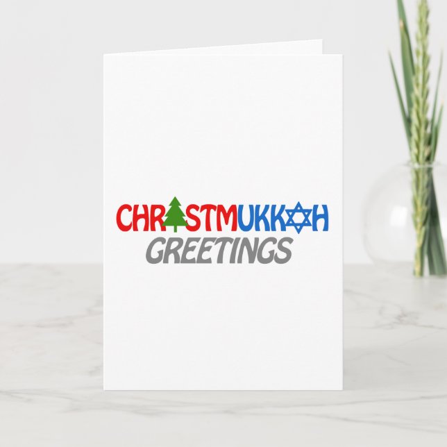 CHRISTMUKKAH GREETINGS -.png Holiday Card (Front)