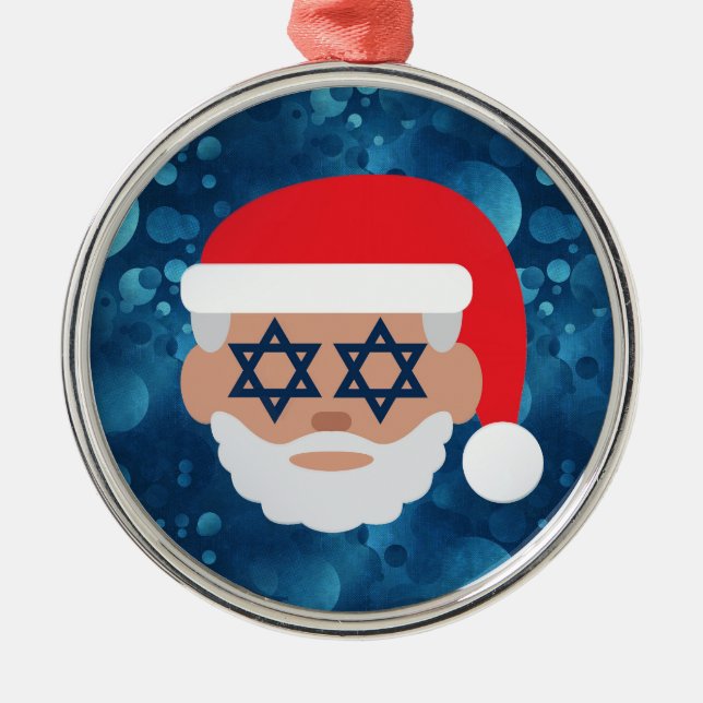 christmukkah santa emoji metal ornament (Front)