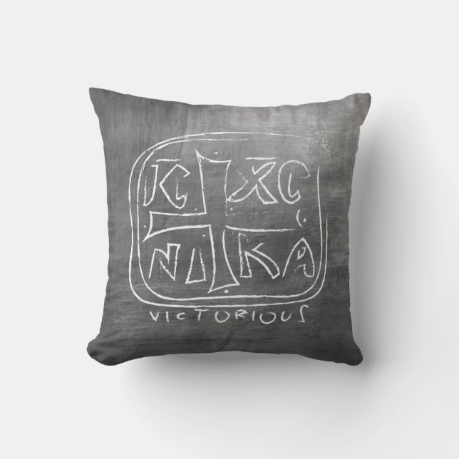 Christogram ICHC NIKA  Throw Pillow (Front)