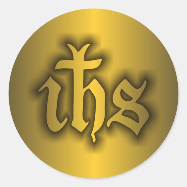 Christogram (IHS) Gold Classic Round Sticker (Front)