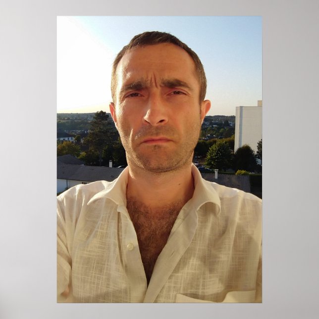 Christophe LEROY Chemise blanche balcon ciel bleu  Poster (Front)