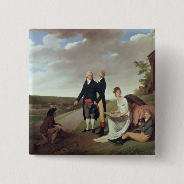 Christophe-Philippe Oberkampf and family 2 Inch Square Button (Front)