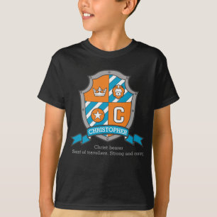 Christopher boys C name & meaning crest shield T-Shirt