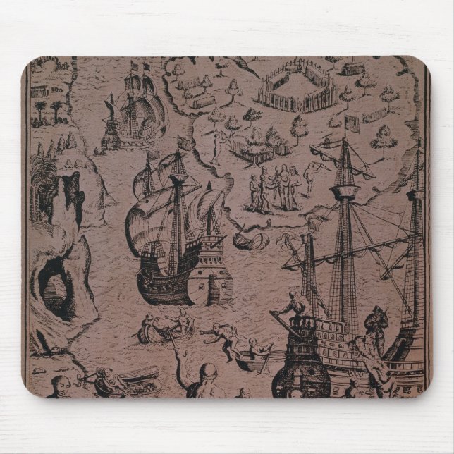 Christopher Colombus discovering the islands Mouse Pad (Front)