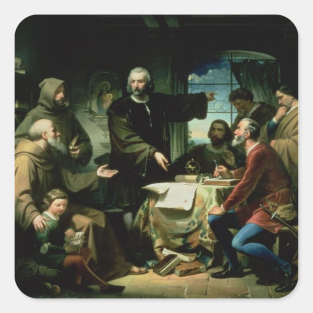 Christopher Columbus in the Monastery of la Square Sticker (Front)