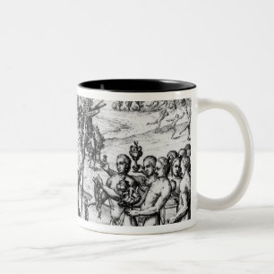 Christopher Columbus receiving gifts Two-Tone Coffee Mug