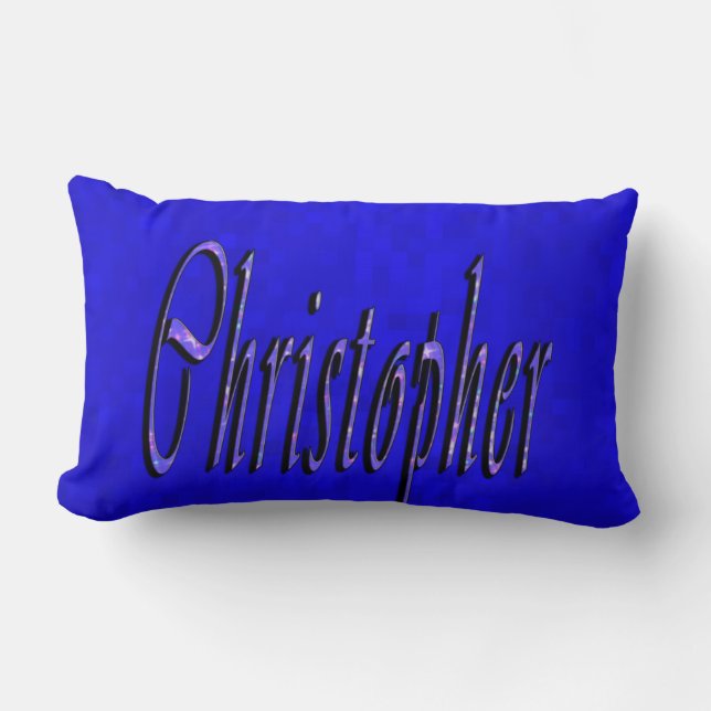 Christopher, Name, Logo, On Blue Mosaic, Lumbar Pillow (Front)