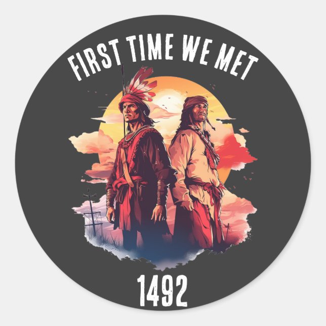 Christophoer Columbus and Indigenous Peoples' Day Classic Round Sticker (Front)