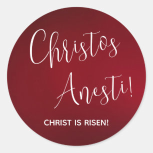 Christos Anesti!  Christ is Risen! Red Classic Rou Round Sticker