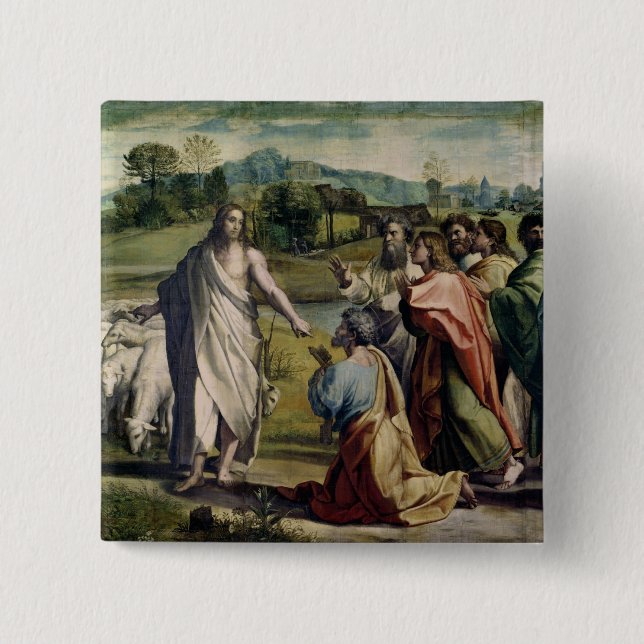 Christ's Charge to St. Peter (cartoon for the Sist 2 Inch Square Button (Front)