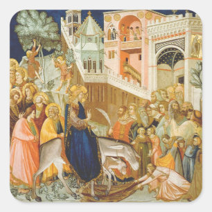 Christ's entry into Jerusalem by Pietro Lorenzetti Square Sticker
