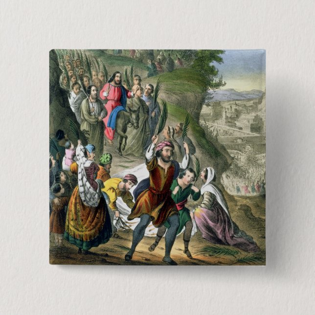 Christ's Triumphal Entry into Jerusalem, from a bi 2 Inch Square Button (Front)