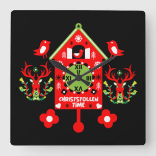 Christstollen Weihnachtsstollen Stollen Xmas    Square Wall Clock