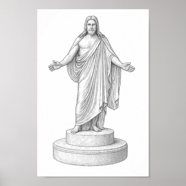 Christus Line Drawing Wall Art Poster (Front)