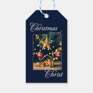 Chritmas Begins WIth Christ Nativity Gift Tags