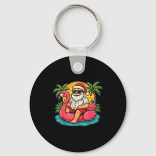 Chritmas In July Shirt Santa Flamingo Float Men Wo Keychain