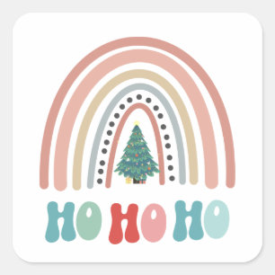 Chritmas rainbow tree with hohoho  square sticker