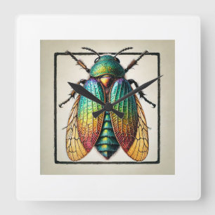 Chromalizus beetle on a leaf 290824IREF245 - Water Square Wall Clock