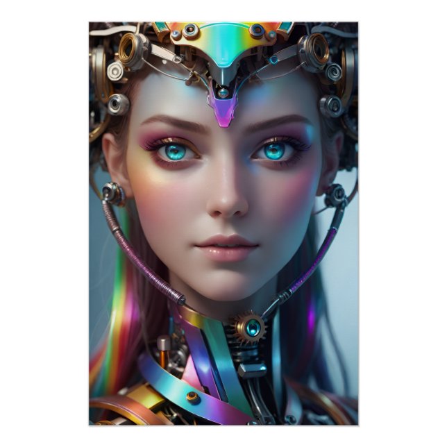 Chromatic Android Portrait — A Radiant Sci-Fi Worl Poster (Front)