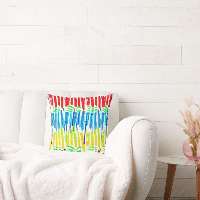 Chromatic Art Fusion Throw Pillow (Couch)