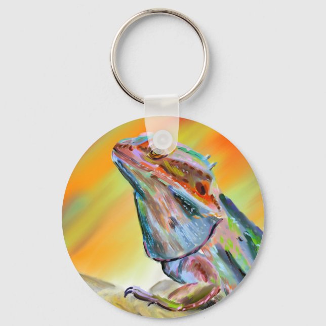 Chromatic Bearded Dragon Digital Paint Keychain (Front)