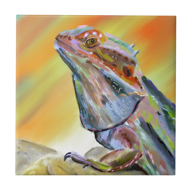 Chromatic Bearded Dragon Digital Paint Tile (Front)
