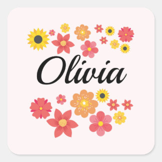 Chromatic Blooms - Add Your Name Square Sticker