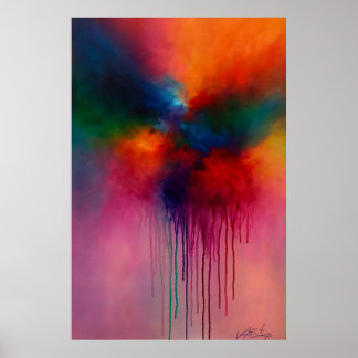 Chromatic Cascade - Abstract Drip Painting Poster