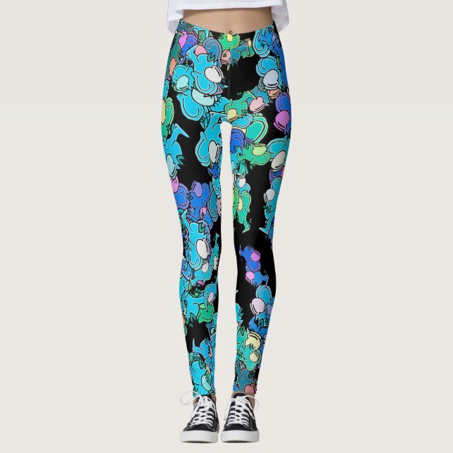 Chromatic Creatures Dance Wacky Pattern Leggings (Front)